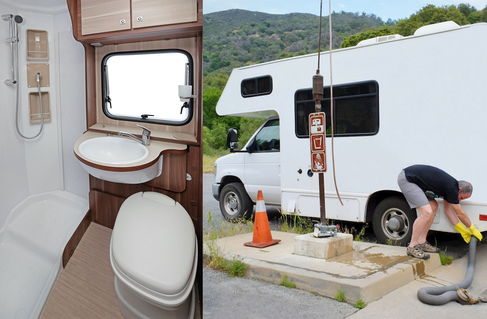 Portable RV/camper toilet and holding tank setup in Stroudsburg, Pennsylvania